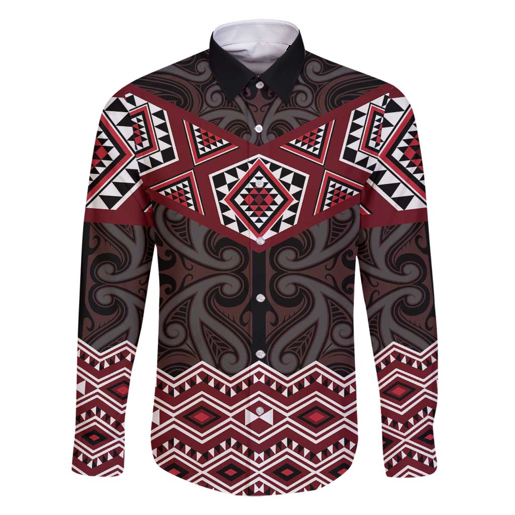 New Zealand Aotearoa Family Matching Mermaid Dress and Hawaiian Shirt Red Taniko Art Maori Pattern