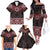 New Zealand Aotearoa Family Matching Off The Shoulder Long Sleeve Dress and Hawaiian Shirt Red Taniko Art Maori Pattern