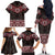 New Zealand Aotearoa Family Matching Off The Shoulder Long Sleeve Dress and Hawaiian Shirt Red Taniko Art Maori Pattern