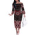 New Zealand Aotearoa Family Matching Off The Shoulder Long Sleeve Dress and Hawaiian Shirt Red Taniko Art Maori Pattern