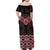 New Zealand Aotearoa Family Matching Off Shoulder Maxi Dress and Hawaiian Shirt Red Taniko Art Maori Pattern