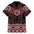 New Zealand Aotearoa Family Matching Off Shoulder Short Dress and Hawaiian Shirt Red Taniko Art Maori Pattern