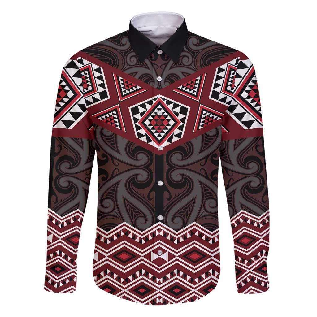 New Zealand Aotearoa Family Matching Puletasi and Hawaiian Shirt Red Taniko Art Maori Pattern