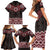 New Zealand Aotearoa Family Matching Short Sleeve Bodycon Dress and Hawaiian Shirt Red Taniko Art Maori Pattern