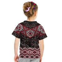 New Zealand Aotearoa Kid T Shirt Red Taniko Art Maori Pattern