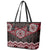 New Zealand Aotearoa Leather Tote Bag Red Taniko Art Maori Pattern