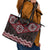 New Zealand Aotearoa Leather Tote Bag Red Taniko Art Maori Pattern