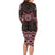 New Zealand Aotearoa Long Sleeve Bodycon Dress Red Taniko Art Maori Pattern