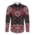 New Zealand Aotearoa Long Sleeve Button Shirt Red Taniko Art Maori Pattern