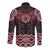 New Zealand Aotearoa Long Sleeve Button Shirt Red Taniko Art Maori Pattern