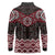 New Zealand Aotearoa Long Sleeve Polo Shirt Red Taniko Art Maori Pattern