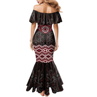 New Zealand Aotearoa Mermaid Dress Red Taniko Art Maori Pattern