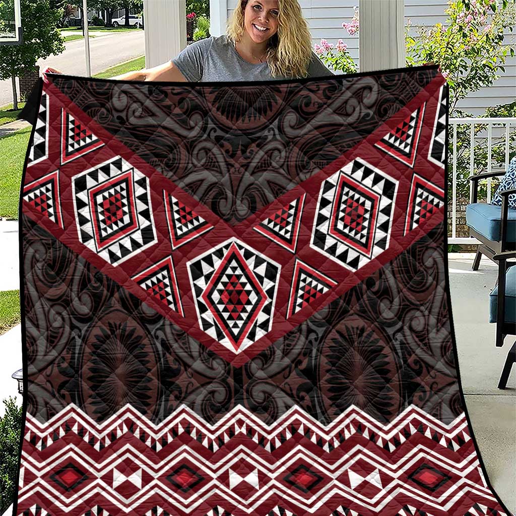 New Zealand Aotearoa Quilt Red Taniko Art Maori Pattern