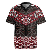 New Zealand Aotearoa Rugby Jersey Red Taniko Art Maori Pattern