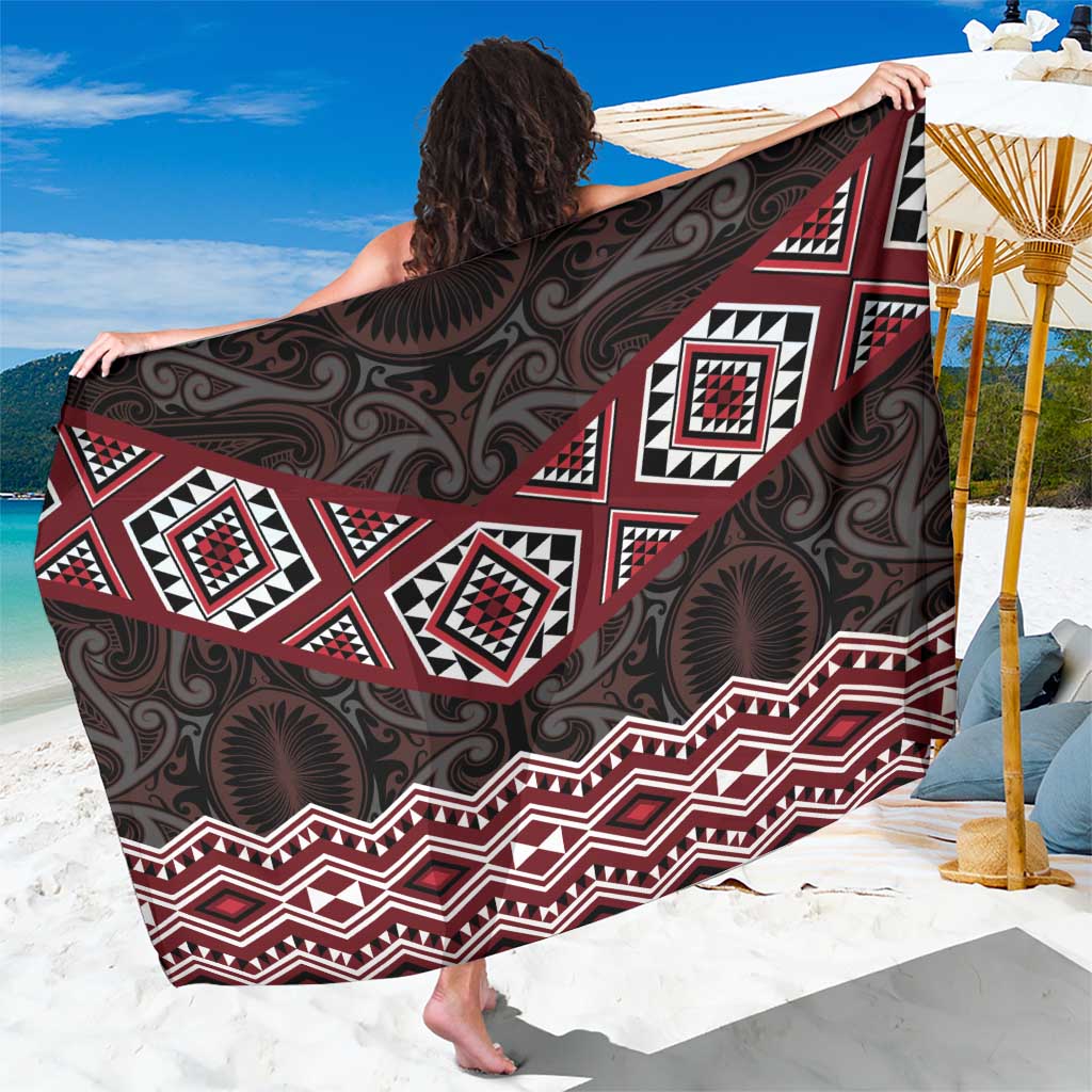 New Zealand Aotearoa Sarong Red Taniko Art Maori Pattern