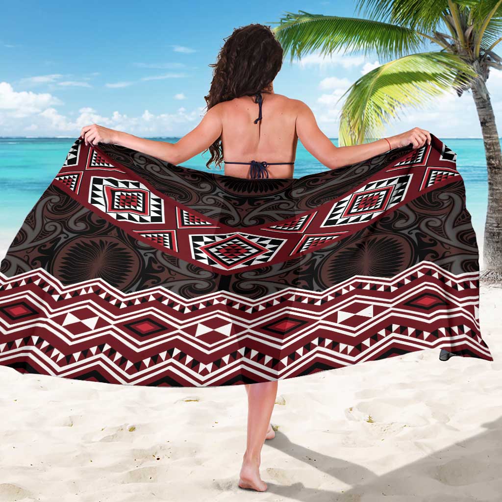 New Zealand Aotearoa Sarong Red Taniko Art Maori Pattern
