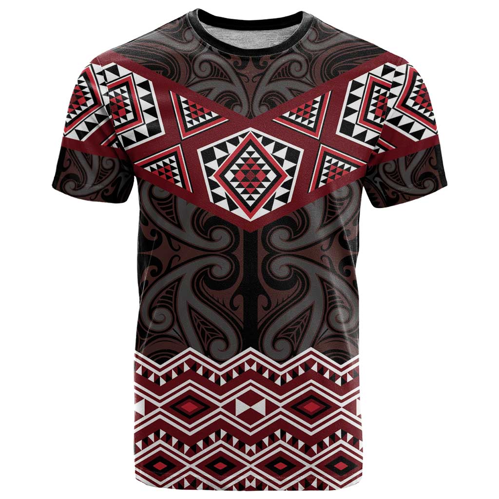 New Zealand Aotearoa T Shirt Red Taniko Art Maori Pattern