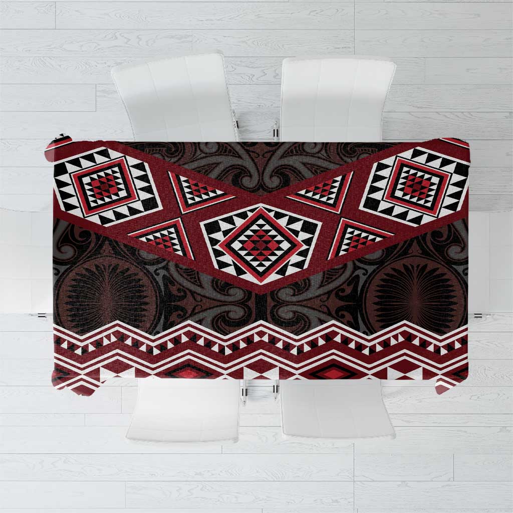 New Zealand Aotearoa Tablecloth Red Taniko Art Maori Pattern