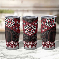 New Zealand Aotearoa Tumbler Cup Red Taniko Art Maori Pattern