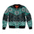 New Zealand Aotearoa Bomber Jacket Turquoise Taniko Art Maori Pattern