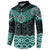 New Zealand Aotearoa Button Sweatshirt Turquoise Taniko Art Maori Pattern