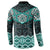 New Zealand Aotearoa Button Sweatshirt Turquoise Taniko Art Maori Pattern