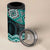 New Zealand Aotearoa 4 in 1 Can Cooler Tumbler Turquoise Taniko Art Maori Pattern