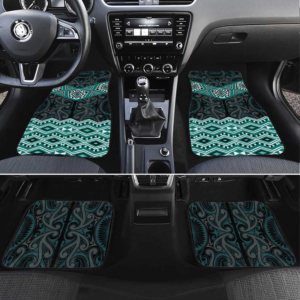 New Zealand Aotearoa Car Mats Turquoise Taniko Art Maori Pattern