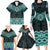 New Zealand Aotearoa Family Matching Long Sleeve Bodycon Dress and Hawaiian Shirt Turquoise Taniko Art Maori Pattern