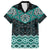 New Zealand Aotearoa Family Matching Long Sleeve Bodycon Dress and Hawaiian Shirt Turquoise Taniko Art Maori Pattern