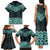 New Zealand Aotearoa Family Matching Tank Maxi Dress and Hawaiian Shirt Turquoise Taniko Art Maori Pattern