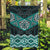 New Zealand Aotearoa Garden Flag Turquoise Taniko Art Maori Pattern