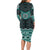 New Zealand Aotearoa Long Sleeve Bodycon Dress Turquoise Taniko Art Maori Pattern