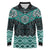 New Zealand Aotearoa Long Sleeve Polo Shirt Turquoise Taniko Art Maori Pattern