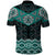 New Zealand Aotearoa Polo Shirt Turquoise Taniko Art Maori Pattern