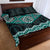 New Zealand Aotearoa Quilt Bed Set Turquoise Taniko Art Maori Pattern