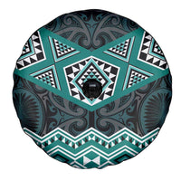 New Zealand Aotearoa Spare Tire Cover Turquoise Taniko Art Maori Pattern