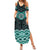 New Zealand Aotearoa Summer Maxi Dress Turquoise Taniko Art Maori Pattern