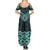 New Zealand Aotearoa Summer Maxi Dress Turquoise Taniko Art Maori Pattern