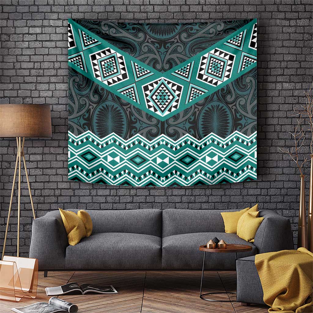 New Zealand Aotearoa Tapestry Turquoise Taniko Art Maori Pattern