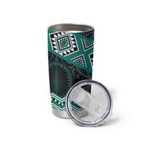 New Zealand Aotearoa Tumbler Cup Turquoise Taniko Art Maori Pattern