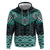 New Zealand Aotearoa Zip Hoodie Turquoise Taniko Art Maori Pattern