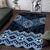 New Zealand Aotearoa Area Rug Blue Taniko Art Maori Pattern