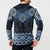 New Zealand Aotearoa Button Sweatshirt Blue Taniko Art Maori Pattern