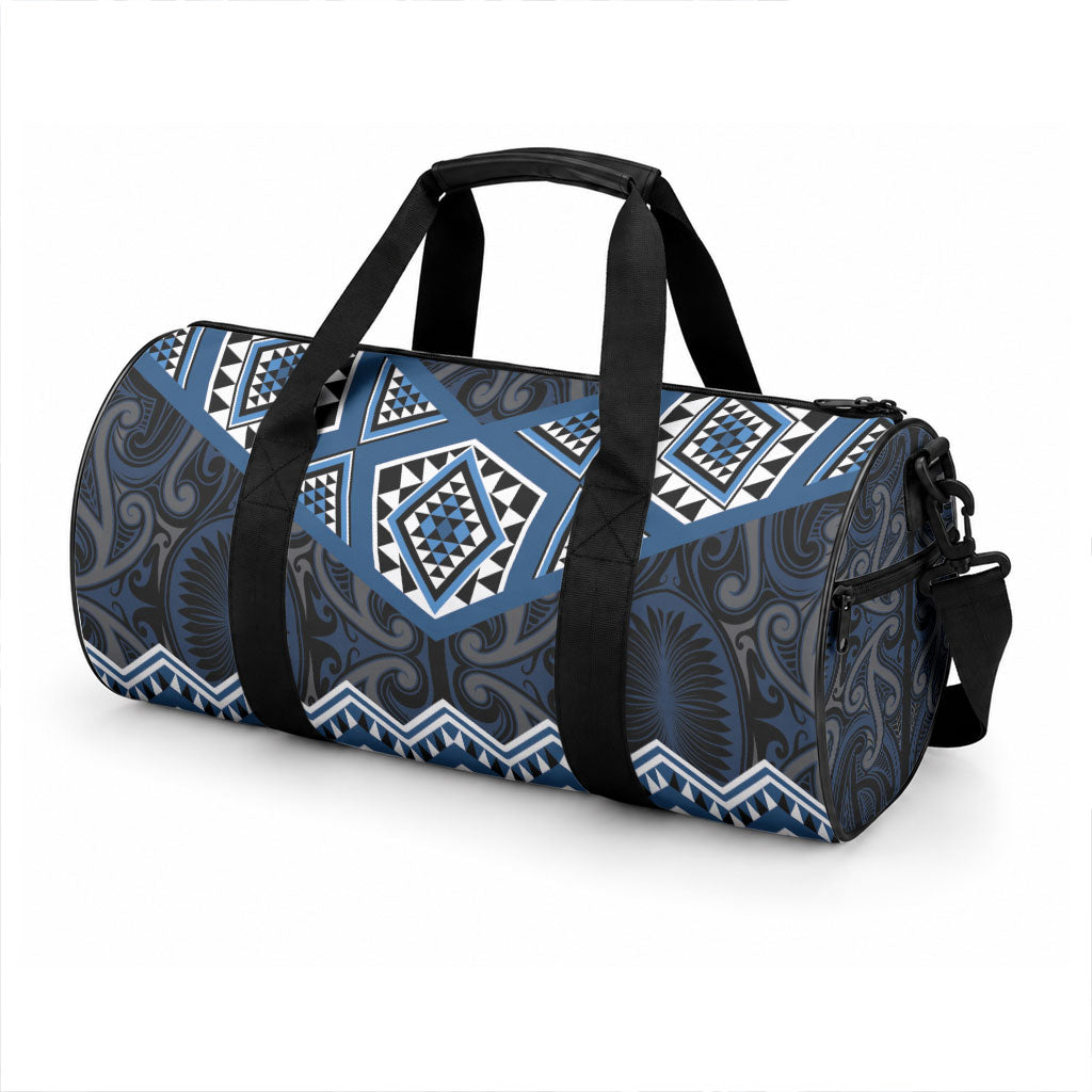 New Zealand Aotearoa Duffle Bag Blue Taniko Art Maori Pattern LT05 - Polynesian Pride