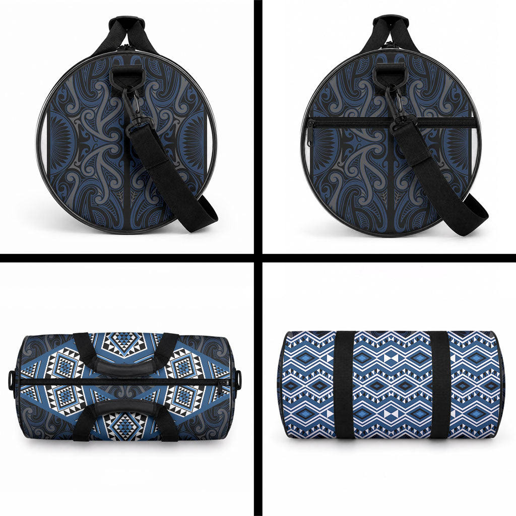 New Zealand Aotearoa Duffle Bag Blue Taniko Art Maori Pattern LT05 - Polynesian Pride