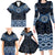 New Zealand Aotearoa Family Matching Long Sleeve Bodycon Dress and Hawaiian Shirt Blue Taniko Art Maori Pattern