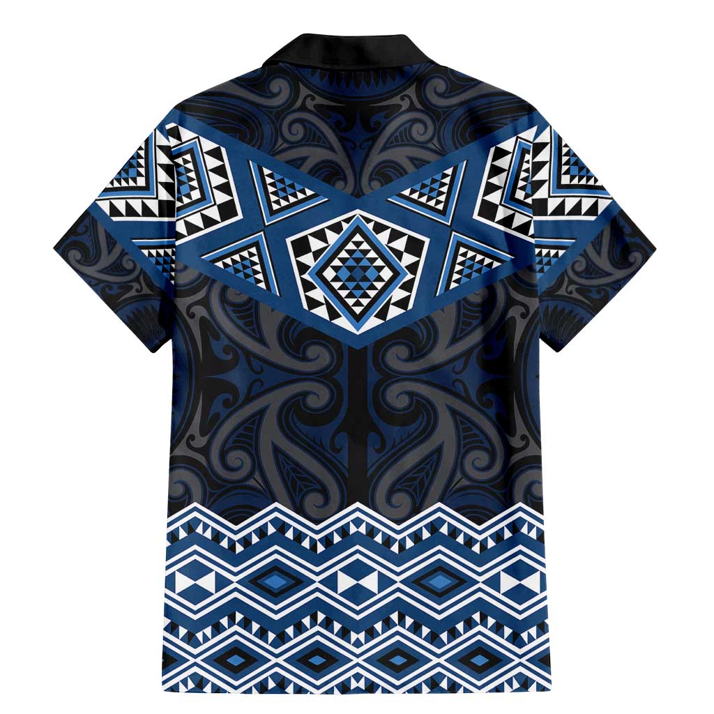 New Zealand Aotearoa Family Matching Mermaid Dress and Hawaiian Shirt Blue Taniko Art Maori Pattern