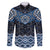 New Zealand Aotearoa Family Matching Off The Shoulder Long Sleeve Dress and Hawaiian Shirt Blue Taniko Art Maori Pattern