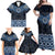 New Zealand Aotearoa Family Matching Off Shoulder Maxi Dress and Hawaiian Shirt Blue Taniko Art Maori Pattern